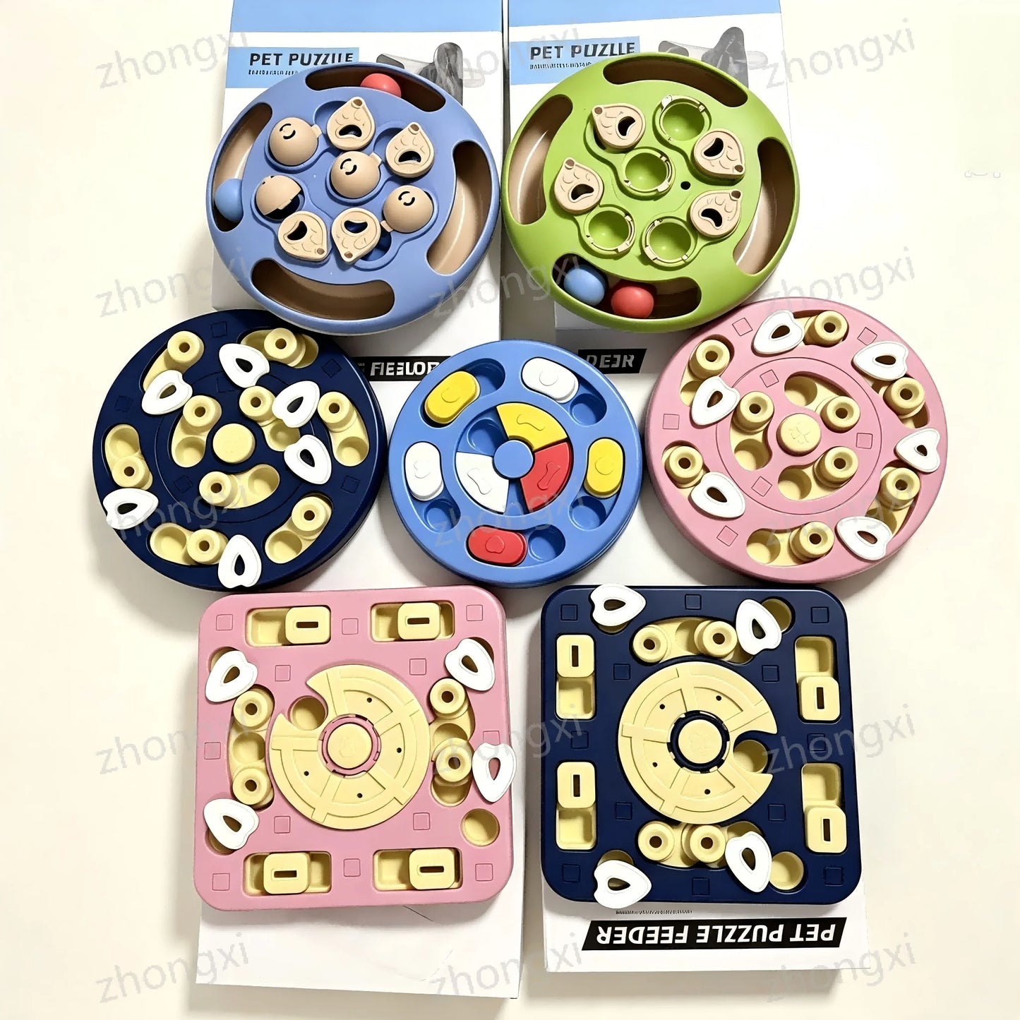 Multi Layer Sliding Pet Puzzle Slow Feeder Tray Snuffle Treat Maze Toy Anti Choke Prevent Bloating Relieve Boredom for Dogs Cats