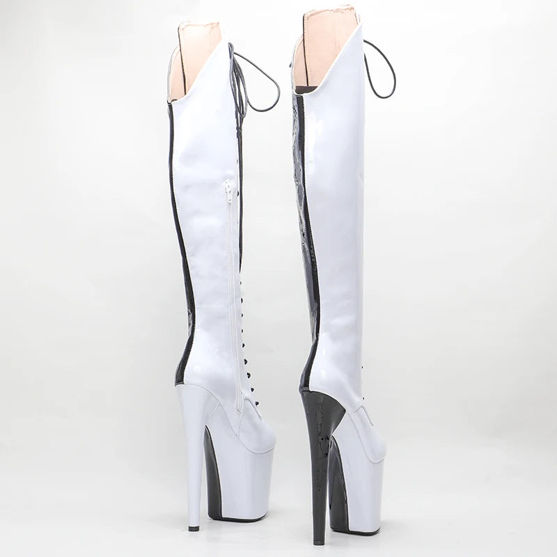 Leecabe 20CM/8inches Two Color Patent Upper Fashion Lady High Heel Platform Pole Dance Boots