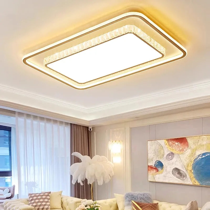 Luxury Living Room Lights Lustre Home Decoration LED Ceiling Lamp Modern Square Acrylic Gold Hall Bedroom Dining Room Fixtures