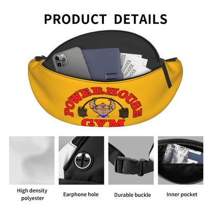 Powerhouse Gym Fanny Bag Custom Bodybuilders Fitness Crossbody Waist Pack Men Women Cycling Camping Phone Money Pouch