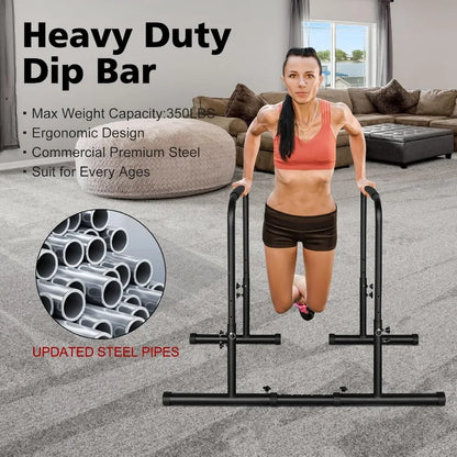 Adjustable Height Parallel Push Up Stand, Parallel Bar Station for Strength Training, Heavy Duty Steel Dip Stand Station, Home