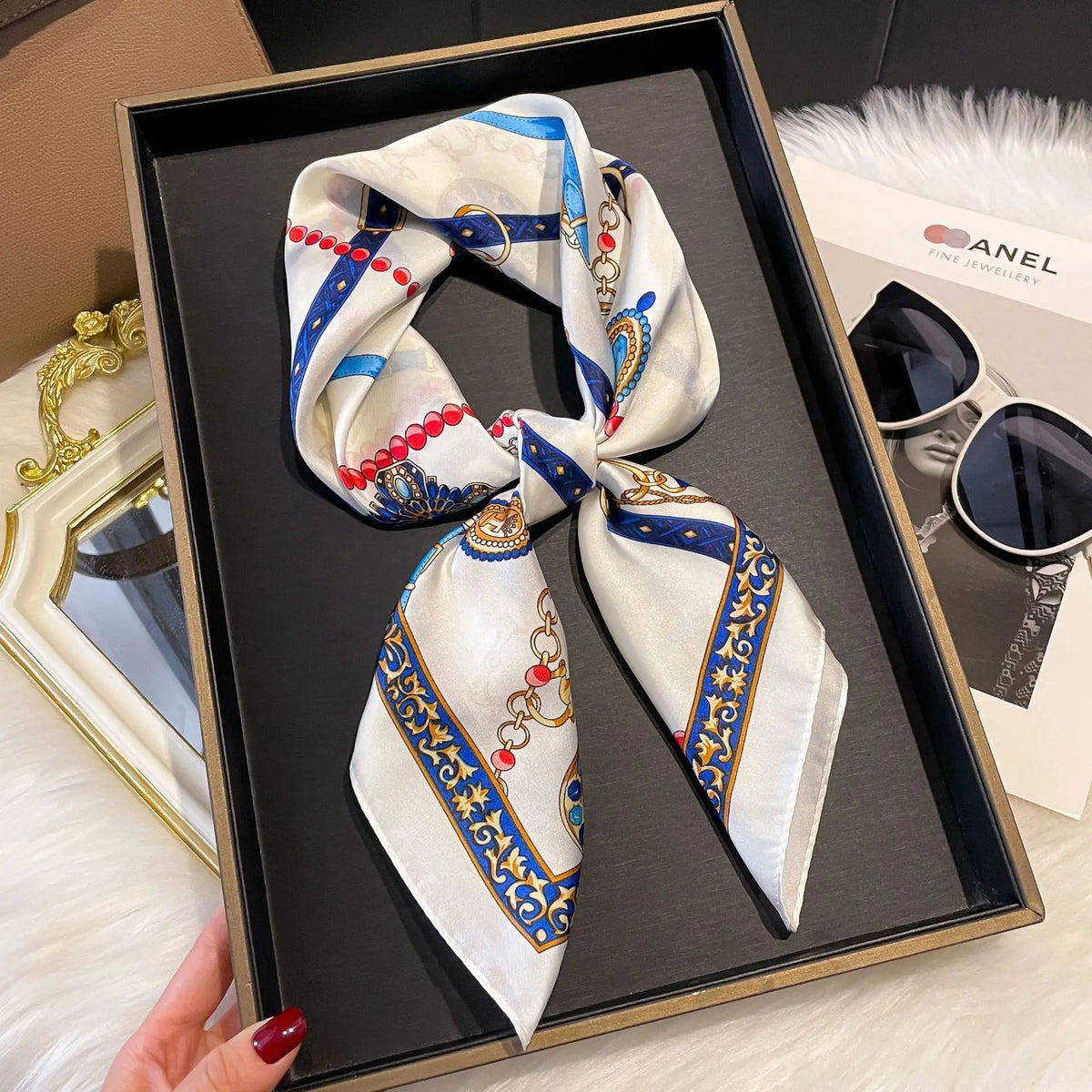 2025 Korean Satin Silk Scarf 70cm Square Women Fashion Shawl Wrap Neckerchief New Elegant
