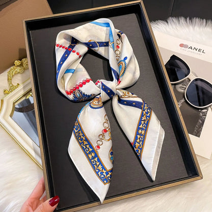 2025 Korean Satin Silk Scarf 70cm Square Women Fashion Shawl Wrap Neckerchief New Elegant