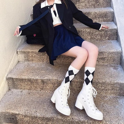Women Platform Sneakers Luxury Brand Women Boots Fashion Outdoor Skateboard Shoes Women High Top Canvas Sneaker Plus Size 36-42
