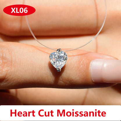 Moissanite Transparent Fishing Line for Women Mermaid Tears Necklace Creative Women's Moissanite Diamond Clavicle Chain