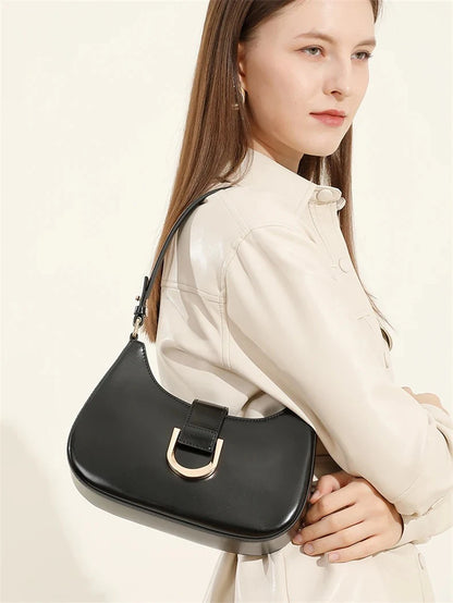 Elegant PU Crescent Shoulder Bags for Women 2025 Luxury Designer Crossbody Purse Underarm Ladies Handbags