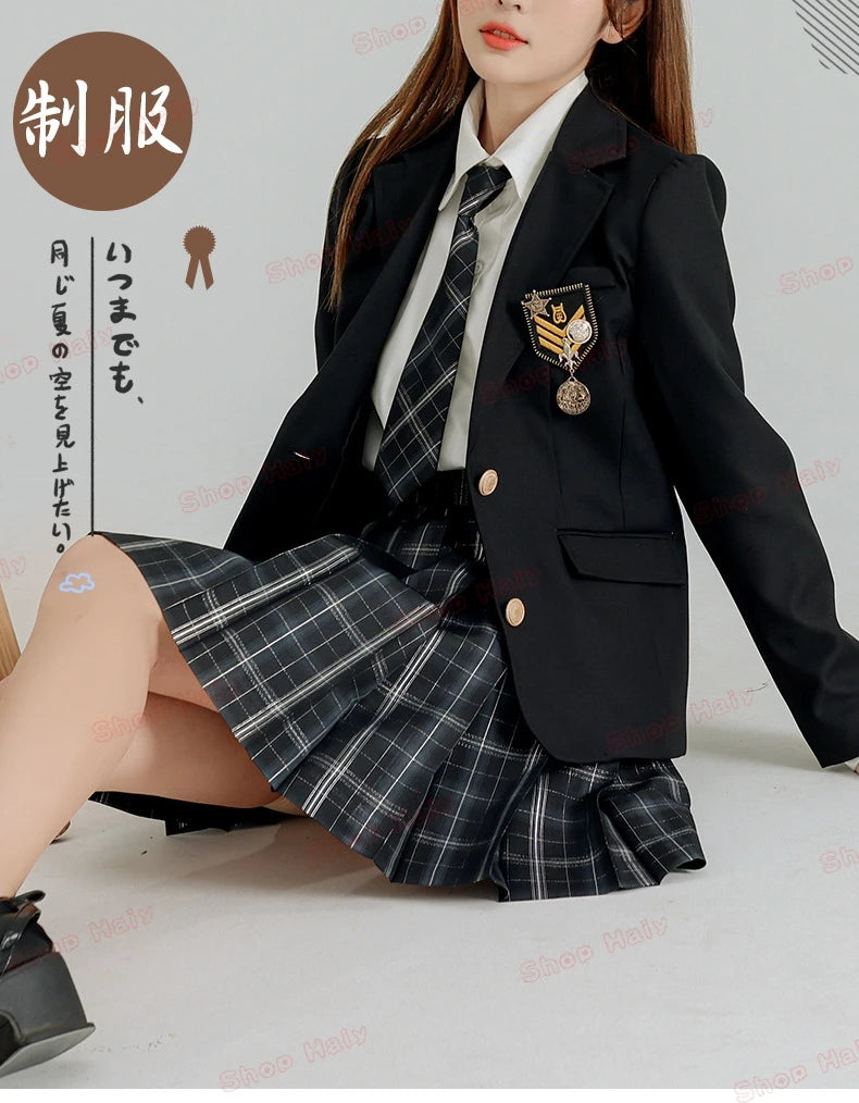 JK Japanese School Uniform Jacket Girls Multicolor Graduation Outfit for Harry Magic Academy with Sexy Pleated Skirt Tie Set New