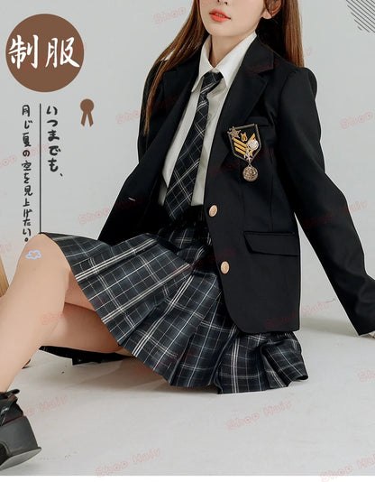 JK Japanese School Uniform Jacket Girls Multicolor Graduation Outfit for Harry Magic Academy with Sexy Pleated Skirt Tie Set New
