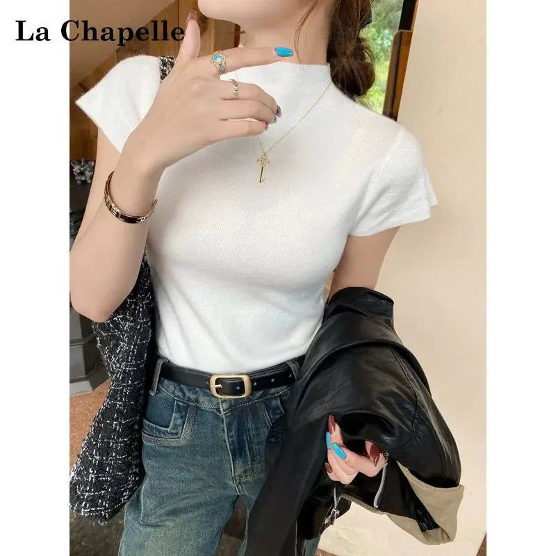 2026 Basic Turtleneck Solid Thin Summer Pullover Women Female Knitted Sweater Slim Short Sleeve Bodycon Sweater