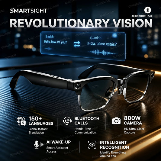 New HOT Business Smart Glasses Men 800W 4K HD Camera 1080P Shooting Action Capture AI Chat Call Waterproof Windproof Sunglasses