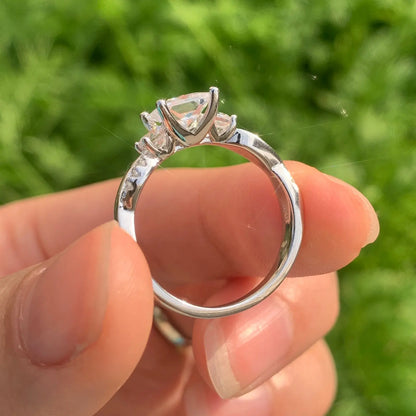 Newshe 925 Sterling Silver Moissanite/Zircons Princess Cut Eternity Engagement Rings Twist Wedding Band Bridal Sets