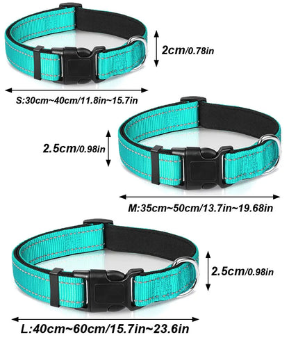 Reflective Dog Collar For Medium Large Dogs Soft Neoprene Padded Nylon Sturdy Adjustable Pets Collar for Medium Large Dogs