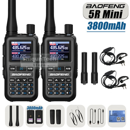 Baofeng UV 5R Mini Walkie Talkie 3800mAh High Capacity Air Band UHF/VHF FM Bluetooth Programming Type-C Camping Radio Upgrade 5R