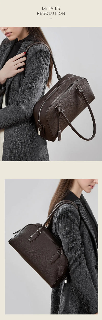 Women's Luxury Designer Handbags Genuine Leather Ladies Underarm Shoulder Bag New Fashion 2026 Cowhide Large Capacity Tote Bag