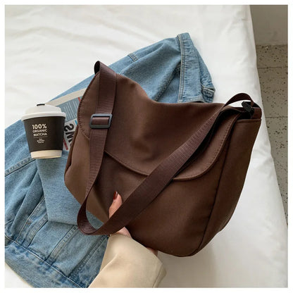 Solid Color Women Crossbody Bag Simple Ladies Shoulder Bag Waterproof Nylon Women'S Handbags Fashion Messenger Bag Women сумка
