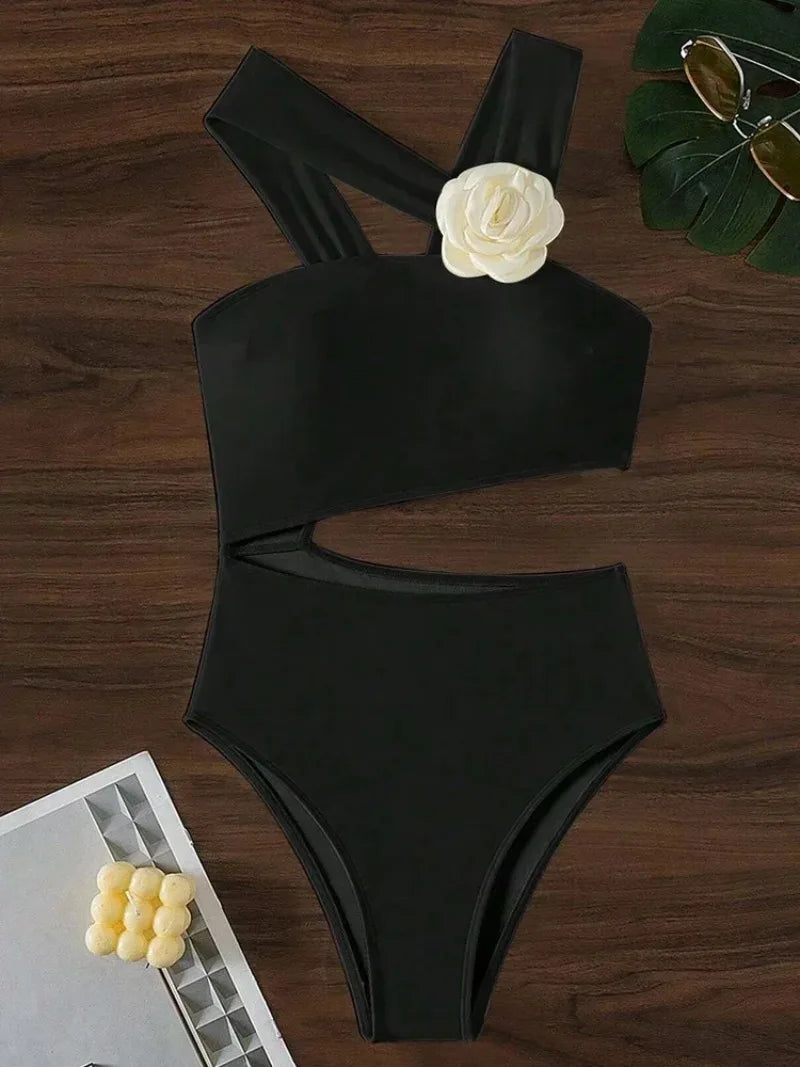 Floral One Piece Swimsuit New Halter Bandage Swimwear Women Swimsuit Bathing Suit Beachwear Monokini Female Swimming Suits