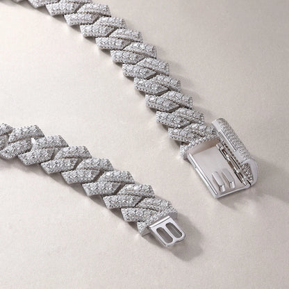 Wong Rain 925 Sterling Silver VVS1 3EX D Color Real Moissanite Full Diamonds Gemstone Sparkling Cuban Chain Necklace Jewelry GRA