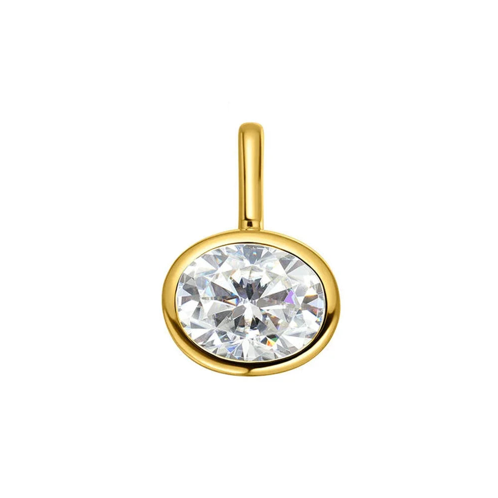2-4carat East West Oval Cut Moissanite Pendant Necklace For Women 925 Silver Bezel Set Solitaire Diamond Ball Neckchain With GRA