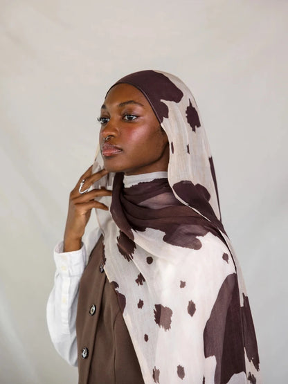 New Double-sided Print Modal Hijab Scarf Watercolor Leopard Prairie Hide Print Hijabs for Women Muslim Fashion Turbans for Women