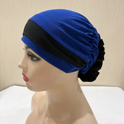 H133 Forehead two colors Turban hijab Stretch Inner Hijabs Full cover Caps Ready To Wear Women Head Scarf Under Hijab Bo