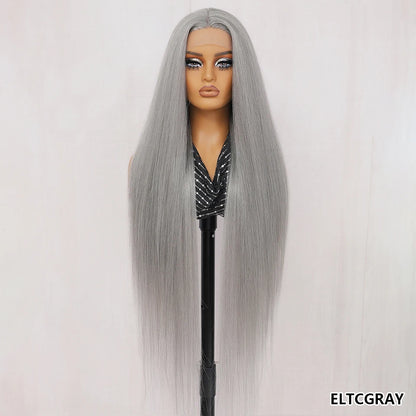 40 Inch Synthetic Lace Front Wigs For African Women T Part Lace High Temperature Fiber Straight Lace Wigs For Afro Female