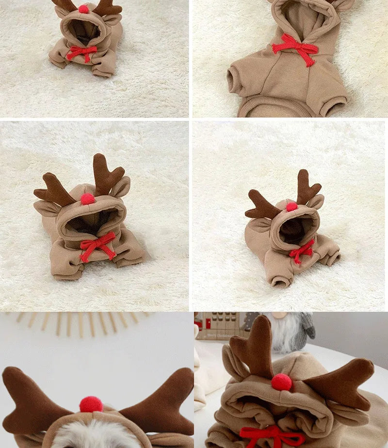 Cute Elk Dog Clothes Reindeer S/M/L Dogs Hoodies Warm Pet Clothing Puppy Cat Costume Coat Chihuahua Mouse Cheese Jacket Suit