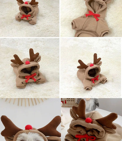 Cute Elk Dog Clothes Reindeer S/M/L Dogs Hoodies Warm Pet Clothing Puppy Cat Costume Coat Chihuahua Mouse Cheese Jacket Suit