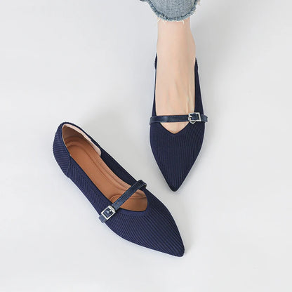 Women's flat shoes with pointed soft knitted sole breathable and comfortable shoes Spring and Autumn 2024 new model