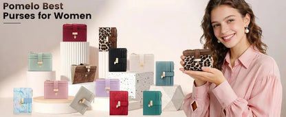 Pomelo Best Small Leather Wallet for Women Purse RFID Blocking Bifold Soft Card Holder with ID Window Zipper Coin Pocket Wallets