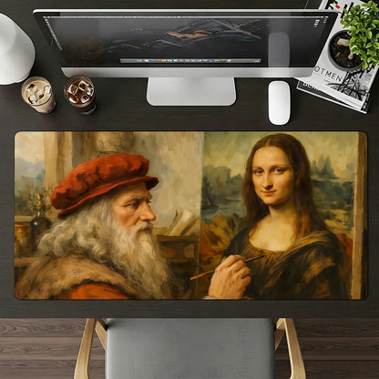 L.da Vinci Acrylic Paint Mouse Pad Large Non-Slip Waterproof Mat Stitched Edge Keyboard Pad for Gaming Daily Office