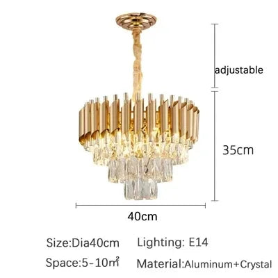 Luxury Crystal Pendant Lamp Lustre Home Decor Ceiling Chandelier Modern Dining Room Kitchen Bedroom Living Room Hanging Lights