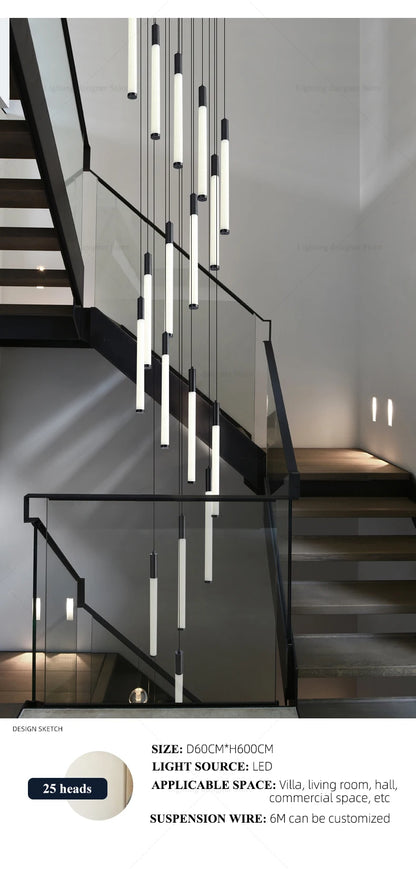 Modern Lighting Long Staircase Pendant Light Ceiling Chandelier hanging lights Stair Chandelier