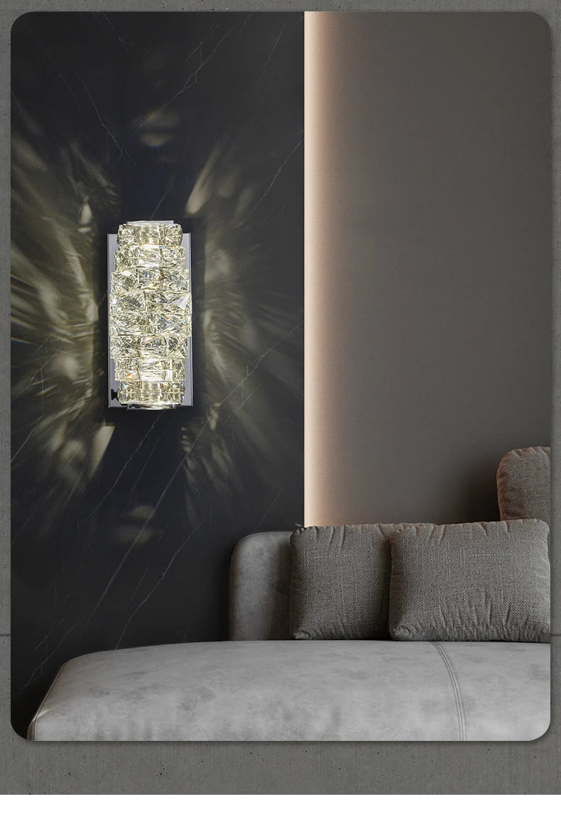Luxury Crystal Wall Lamp Modern LED Sconce Chrome Gold Mirror Wall Light For Living Room Bedroom Aisle Indoor Decor Vanity Light