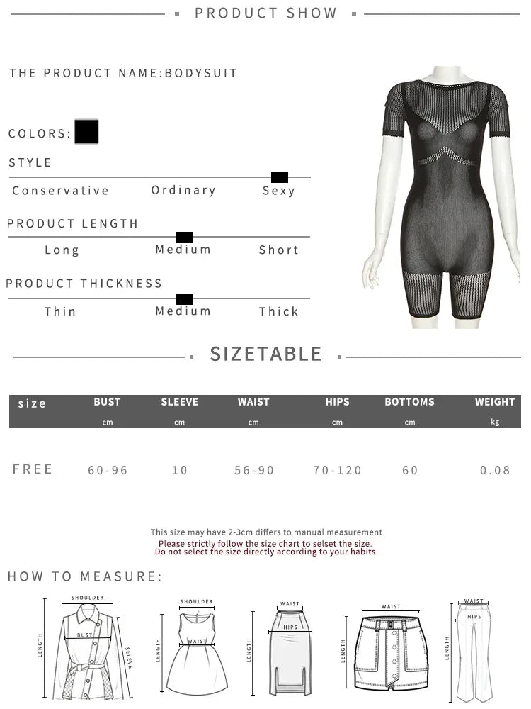Women's Sexy Fishnet Playsuit Hollow Out See Through Bodycon Sexy Slim Fit Stretchy Romber For Club Party Street Outfit