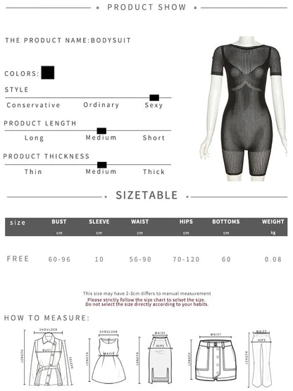 Women's Sexy Fishnet Playsuit Hollow Out See Through Bodycon Sexy Slim Fit Stretchy Romber For Club Party Street Outfit