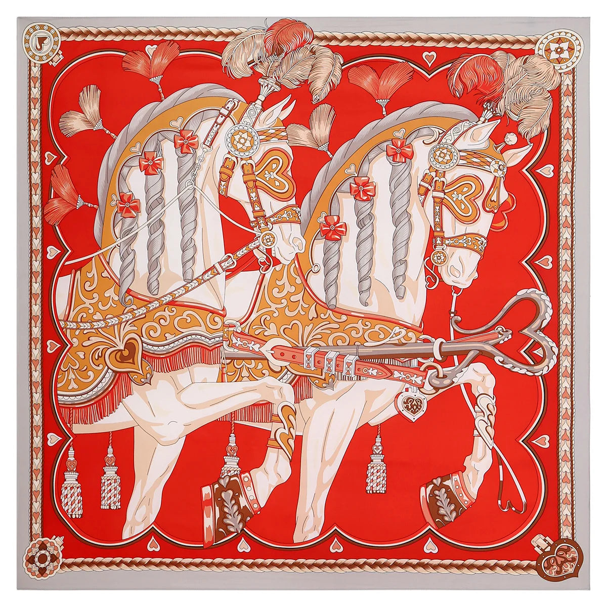 130CM Silk Scarf Women Horse Head Print Stoles Square Scarves Wraps Large Bandana Kerchief Hijabs Female Silk Foulards Sjaal