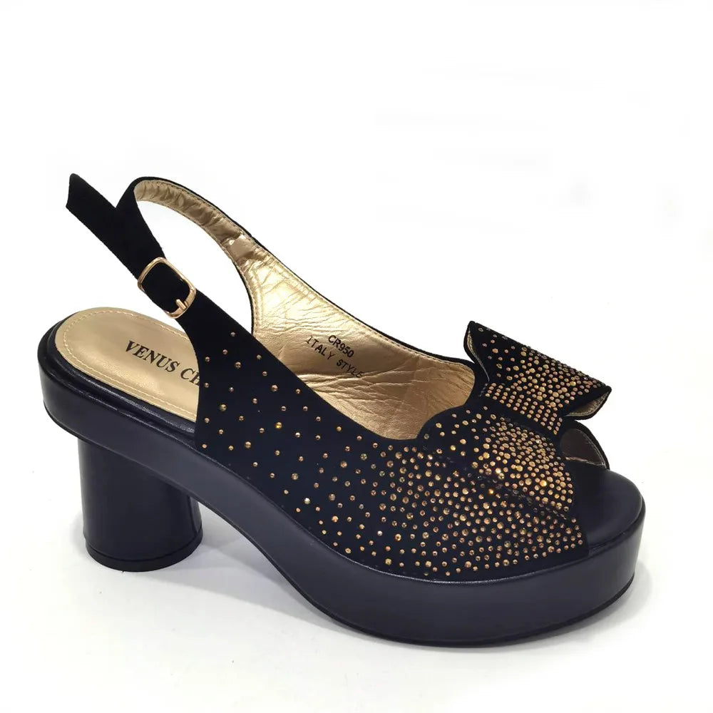 2024 Silver Fashion Square Heels with Platform African Women Shoes and Bag Set Full Crystal Pumps for Wedding Party