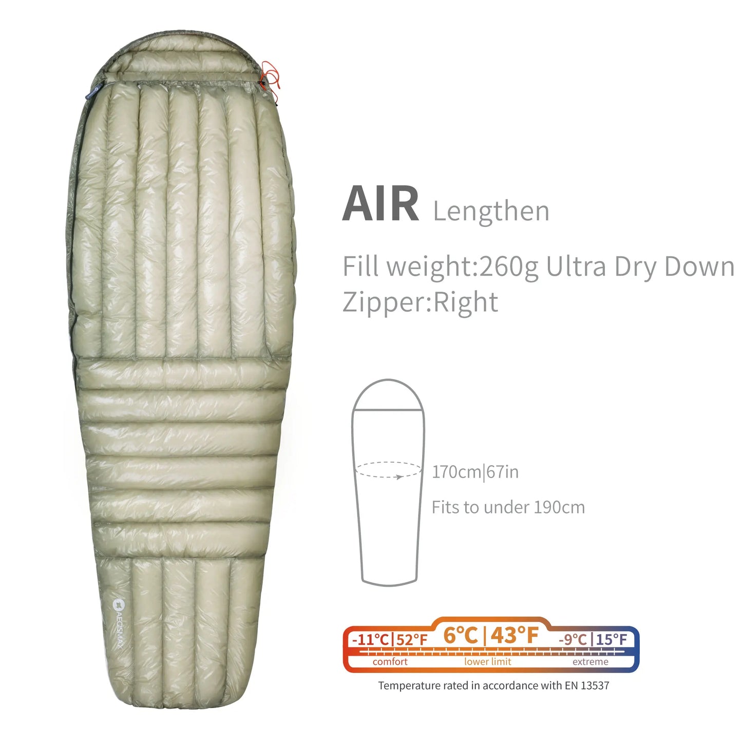 AEGISMAX AIR 10D 800FP Ultra Dry Down Sleeping Bag Qulit Ultralight Camping Hiking Backpacking Sleeping Bags