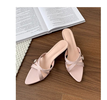 Sexy High Heels Slippers Pointed Toe Heels Shoes for Woman Sandals Luxury Dress Slides Elegant Pumps Party Mujer Flip Flops