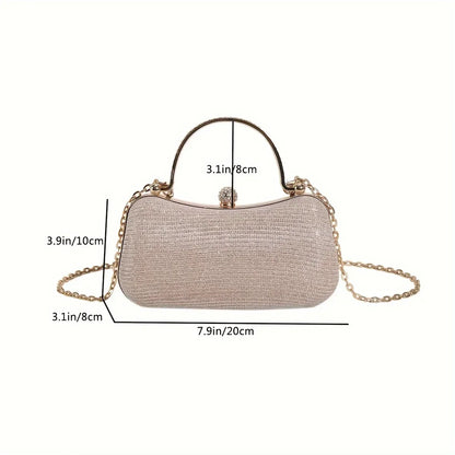 Shiny Mini Evening Bag, Rhinestone Chain Purse, Luxury Glitter Banquet Handbag, Perfect For Party, Wedding, Prom, Dinner/Banquet