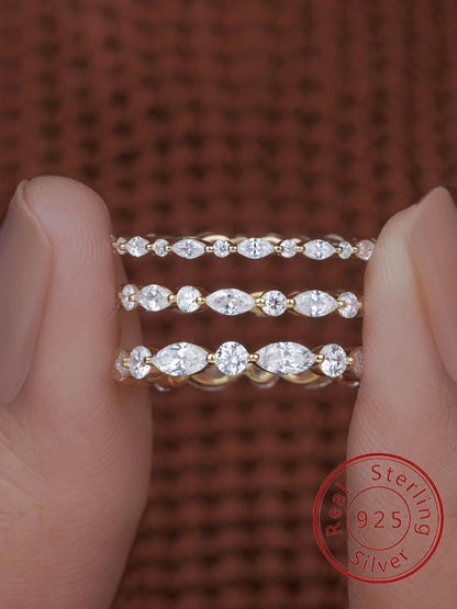 925 Sterling Silver Simplicity Classic Zircon Bead Ring For Women Engagement Wedding Luxury Fashion High Quality Fine Jewelry