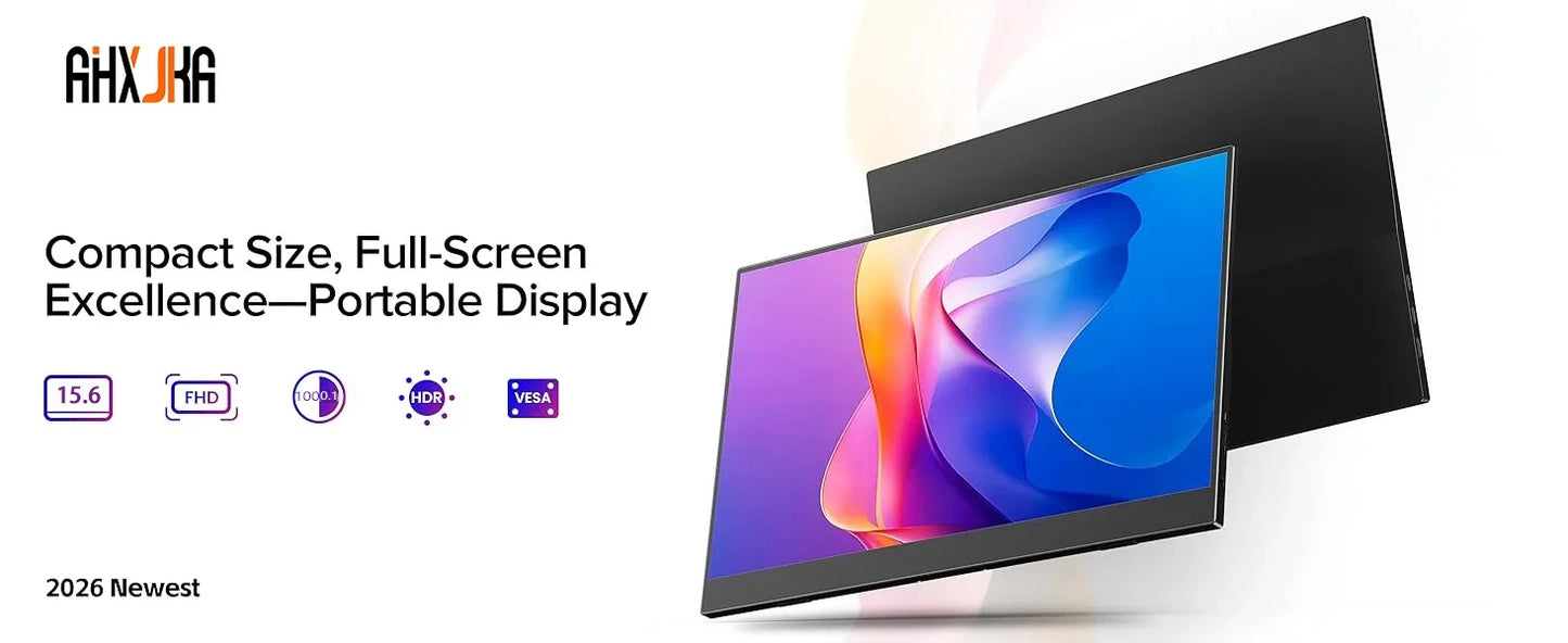 AHXJKA 15.6”Portable Monitors Game Screen HD Computer Expand  Laptop Second Display Speaker For XBox PS4/5 Switch With Speaker