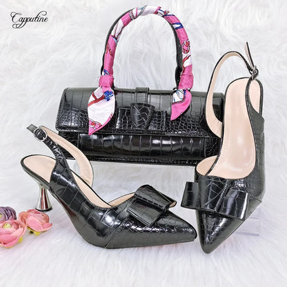 Green Women Shoes And Bag Set African Ladies High Heels Pumps Match With Handbag Sandals Clutch Escarpins Femmes Sandales YM2302