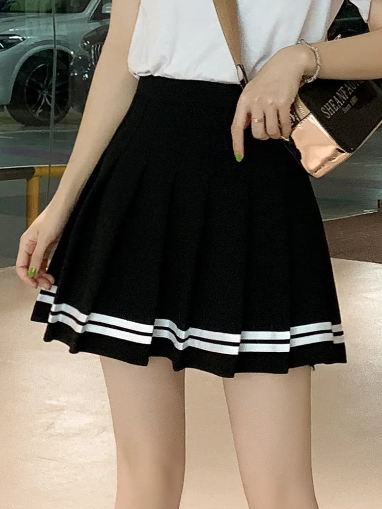 Kawaii Harajuku Skirts Preppy School Uniform High Waist Pleated Women Girls Lolita A-line Sailor Skirt