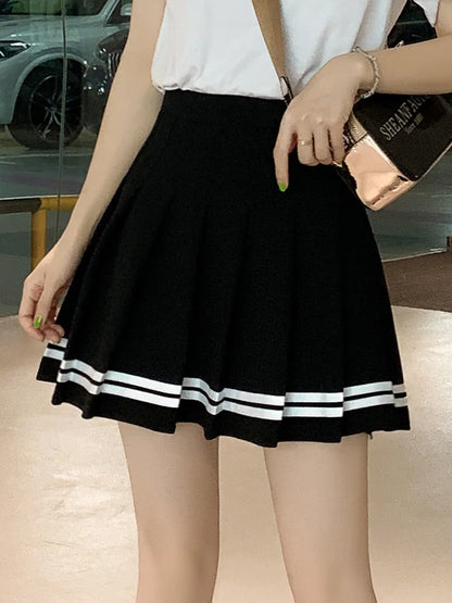 Kawaii Harajuku Skirts Preppy School Uniform High Waist Pleated Women Girls Lolita A-line Sailor Skirt