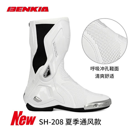 BENKIA Summer Motorcycle Boots CE Certification Professional Track Riding Boots Racing Zapato AntiCollision Off-Road for Rally