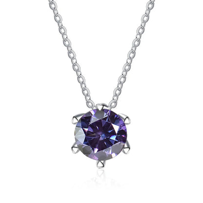 JoyceJelly 1CT VVS D Moissanite Necklace For Women Six Prong Simulated Diamond Pendant 925 Sterling Silver Wedding Fine Jewelry