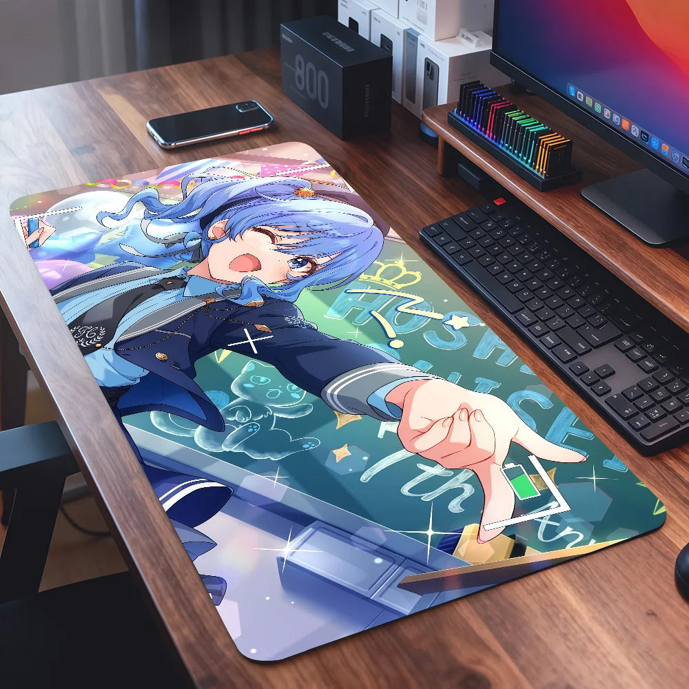 Singer H-Hoshimachi S-Suisei Mouse Pad For Office Gaming And Keyboards Non-Slip Large Waterproof