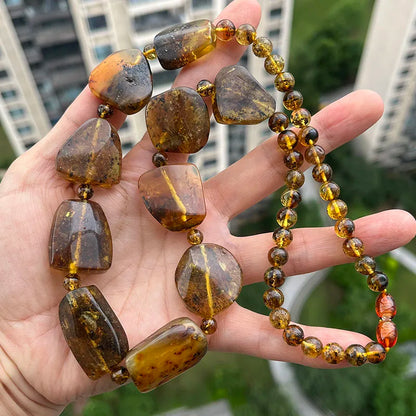 Big New Natural Amber Necklace for Gift European Baltic Original Beads Gogerous 100% Original Real Jewelry Supplier Wholesale