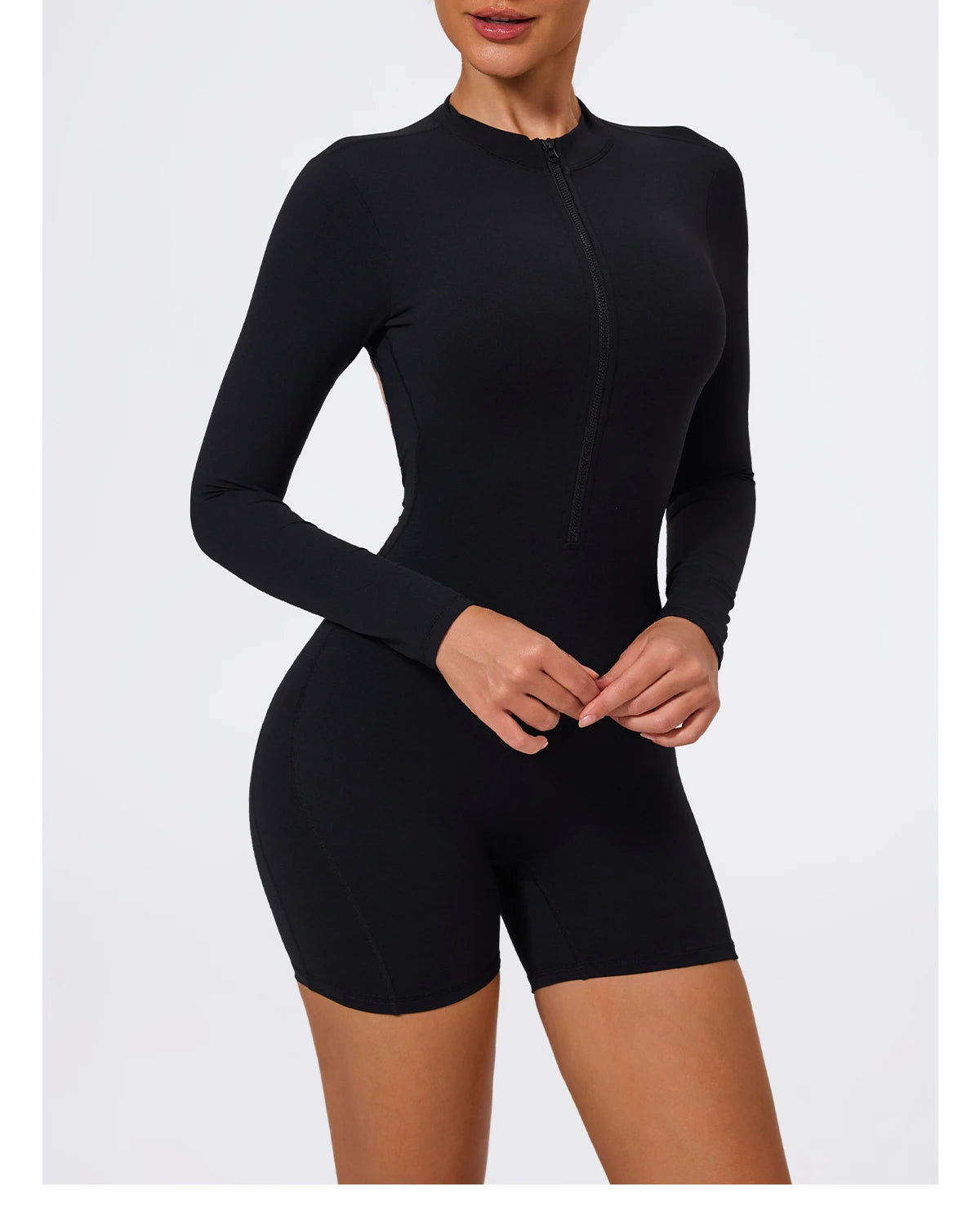 Summer V Back Scrunch One-Piece Suit Push Up Sports Jumpsuit Woman Fitness Zipper Overalls Workout Rompers Women Gym Bodysuits